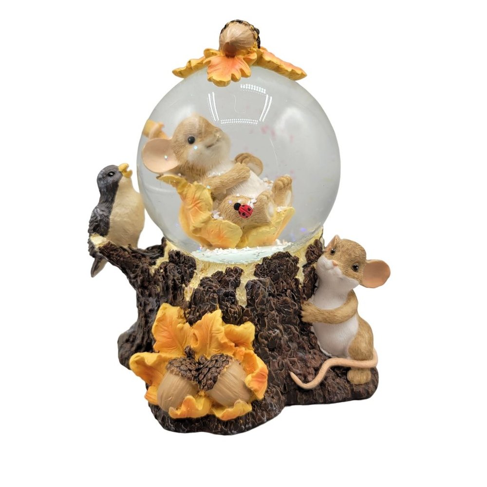 Charming Tails Snow Globe Enjoy The Changes Mice Bird Acorns Fall Autumn